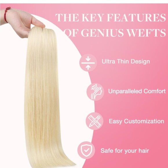 HUMAN HAIR genius weft 22” 60g platinum extensions - Picture 6 of 9